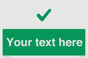 Custom green background, green tick sign